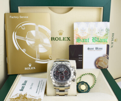 ROLEX 18kt White Gold DAYTONA Slate Gray Race With Box & Books 116509 SANT BLANC