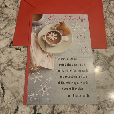 Merry Christmas Son and Family Thankful Religious 5.5 x8  Hallmark Greeting Card