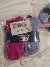 Girls Champion  Script 6-Pack No Show Socks 9-11 Raspberry Shoe 5y 7y Sealed