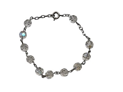 Sterling Silber & Kristall Perlen Armband 7''