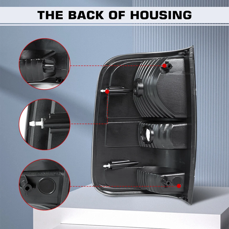 Pair Tail Lights Black For 2004 2005 2006 2007 2008 Ford F150 F-150 Rear Lamps - Image 3 of 4