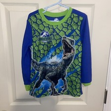 Jurassic World boys pajama top 6/7 blue green long sleeve