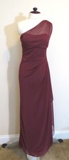 Bridesmaid Dress Wine Long One Shoulder Chiffon Formal Prom ruched SZ 0
