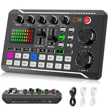 Facmogu F998 Live Sound Card Audio Mixer, Podcast Audio Interface with DJ Mix...