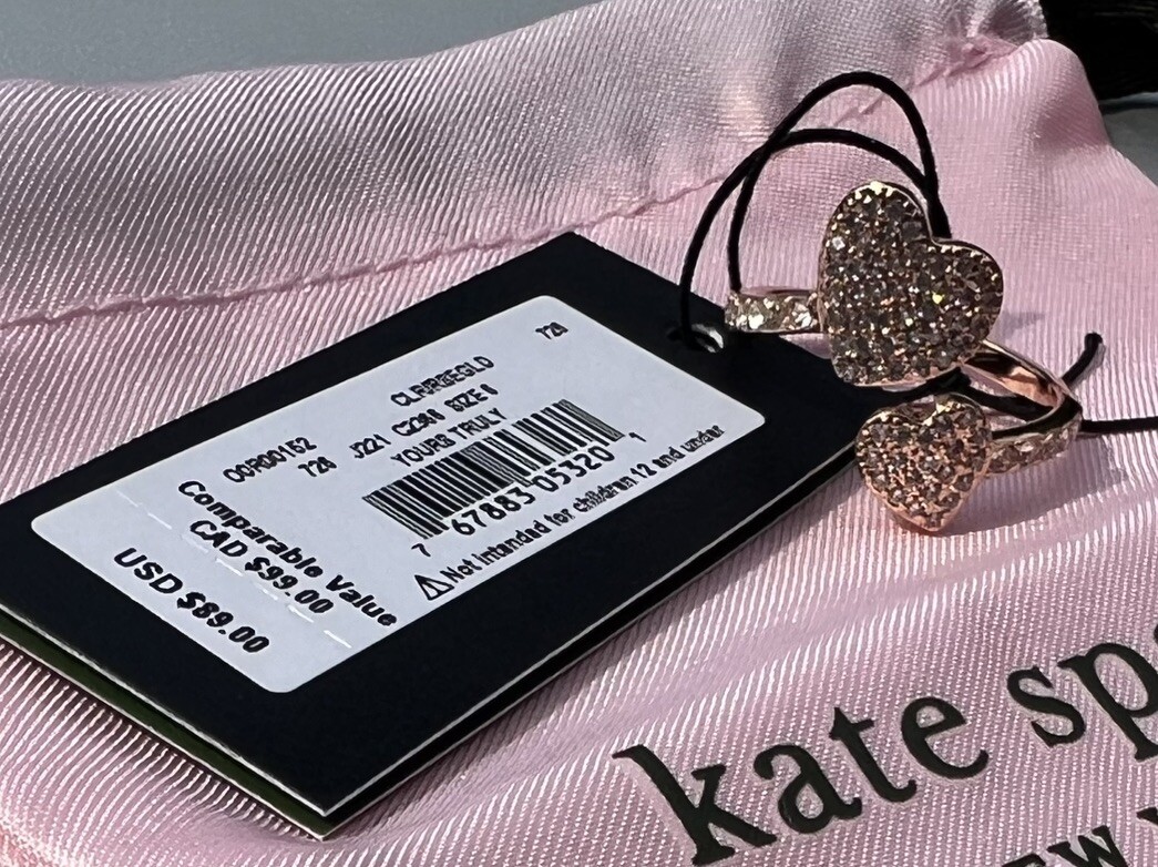 ☆kate spade☆ yours truly pave heart ring ☆ オープンリング NEW Kate Spade Yours Truly Rose Gold Pave Heart Shaped