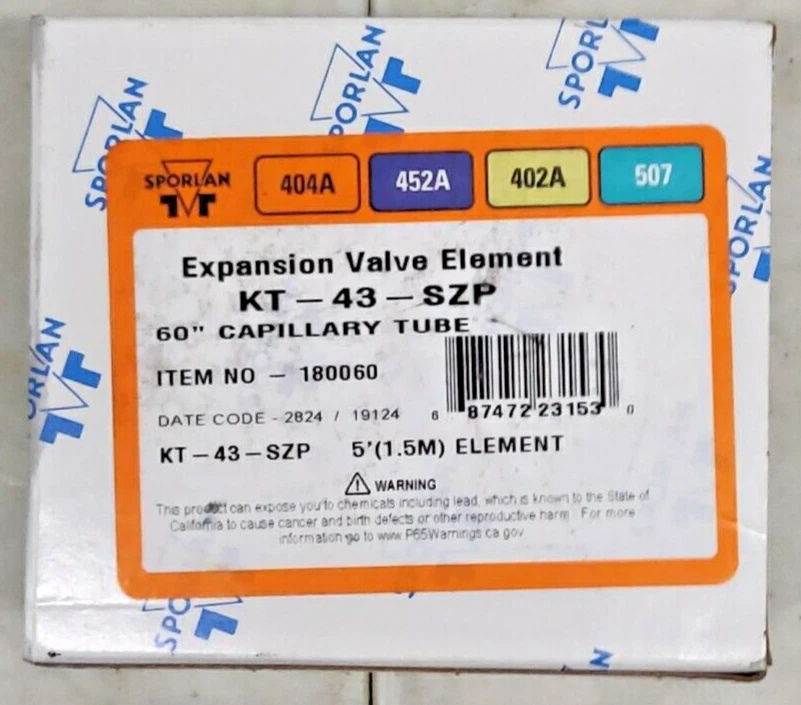 Sporlan KT-43-SZP #180060 Expansion Valve Element 60" Capillary Tube NEW Foto 2 de 4