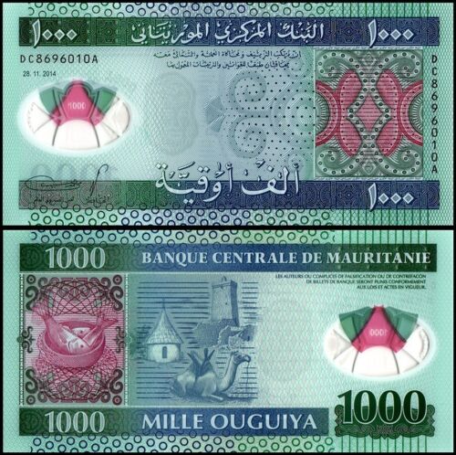 Mauritania 1000 Ouguiya, 2014, P-19, UNC, Polymer X 10 PCS - Picture 2 of 2
