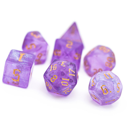 Light Purple Shimmer/ Transparent Shimmer Acrylic Polyhedral Dice / D&D Dice Set - Picture 3 of 6
