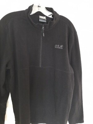 Men's Jack Wolfskin fleece 1/4 zip pulllover sweatshirt Shirt Black XXL 