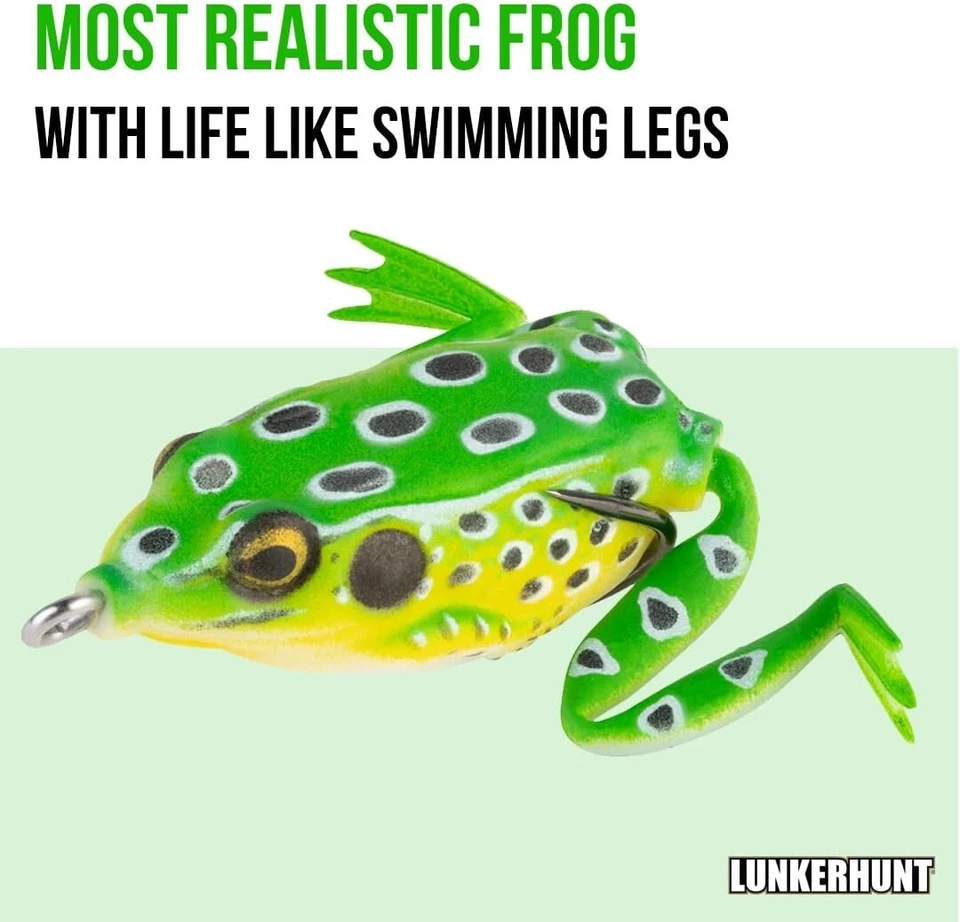 Lot 3 x Lunkerhunt Pocket Frog Lure 1.75" Leopard Color 1/4 oz Topwater Weedless - Image 3 of 4