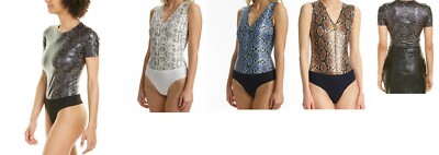 Commando Faux Leather Animal Print Bodysuit - Crocodile Texture, Sleeveless, Snap Closure Gusset - View #2