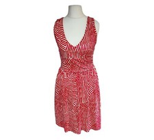 Boden Size 10R Pretty Ruched Wrap Dress Womens Red & White Knee Length