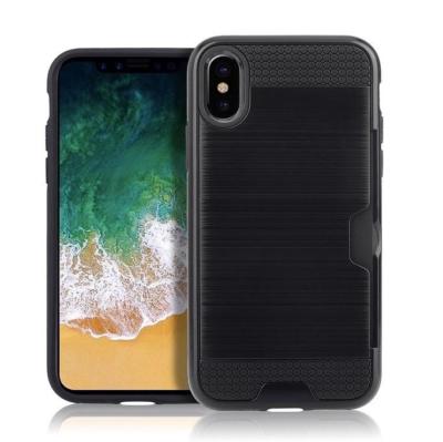 IPhone 10 (X) hybrid Brushed Protective Back Cover and Card Holder