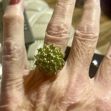 Large Sterling Silver Peridot Cluster Ring