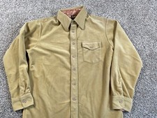 VTG 80s Lee Fleece Shirt Adult Large Beige USA Made Workwear Big Collar