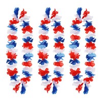 UNION JACK HAWAIIAN LEI FLOWER RED WHITE BLUE ROYAL PARTY FANCY DRESS LOT