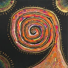 Original Acrylic Pour Abstract Painting 14"x14" "Spiral" Couples Painting