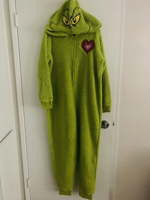 The Grinch Union Suit Pajamas One Piece Christmas Halloween Costume Women Sz 2XL