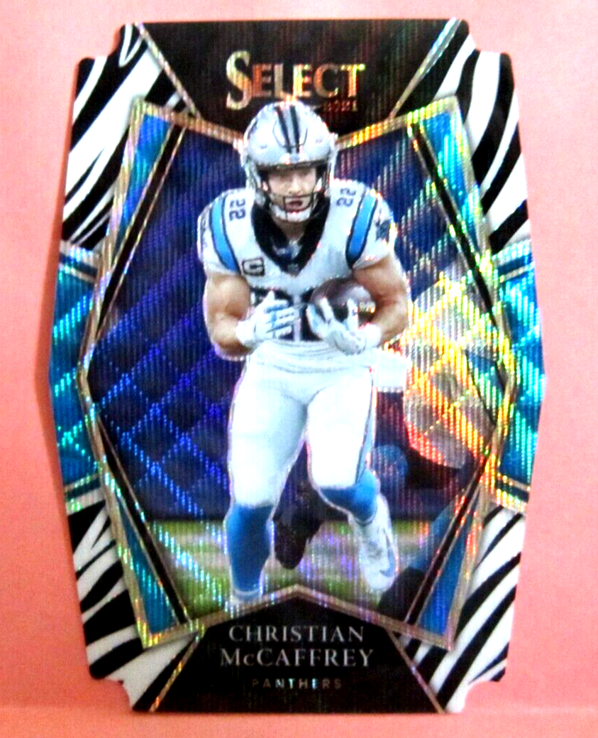 Christian McCaffrey 2021 Panini Select Zebra Border Prizm Card#107
