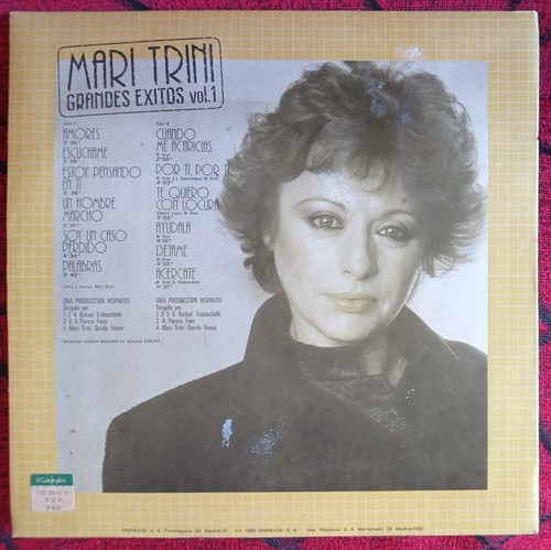 MARI TRINI ** Grandes Exitos Vol. 1 ** ORIGINAL 1980 SPAIN LP - Picture 2 of 4