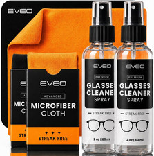 EVEO Glasses Cleaner Spray - Eyeglass Cleaner No Streaks  X2 Eye Glass Cleaner