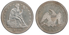 United States, 1849 Seated Liberty Dollar. PCGS AU 53. 62,600 Mintage.