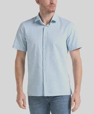 PERRY ELLIS Celestial Blue Slim Fit Stretch Short Sleeve Button Shirt Small