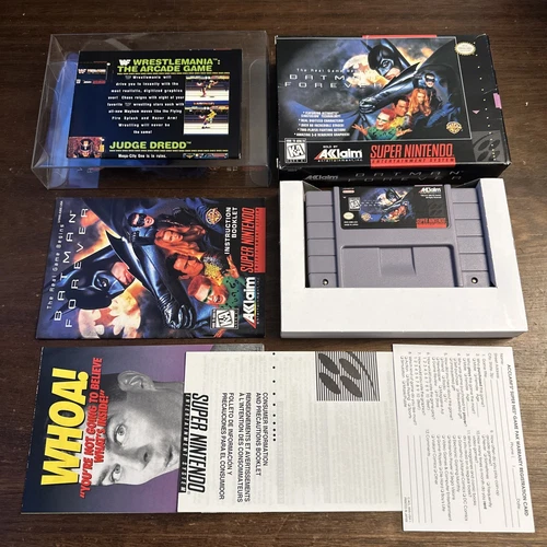 Batman Forever (Super Nintendo SNES, 1995), Complete W Reg & Poster - Authentic