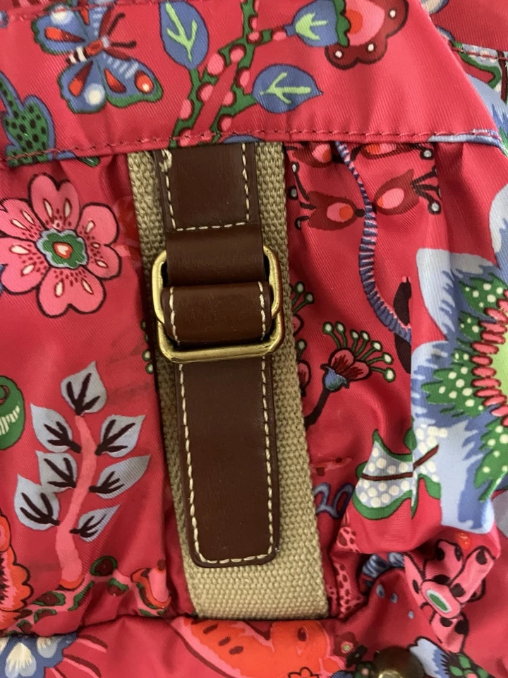 OILILY Bolso Cartera Bolso de Mano Floral Marrón Rojo Cuero con Cremallera Foto 4 de 4