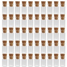 50 Pack Mini Clear Glass Bottles with Cork Stoppers 18x10mm Vials for Crafts DIY