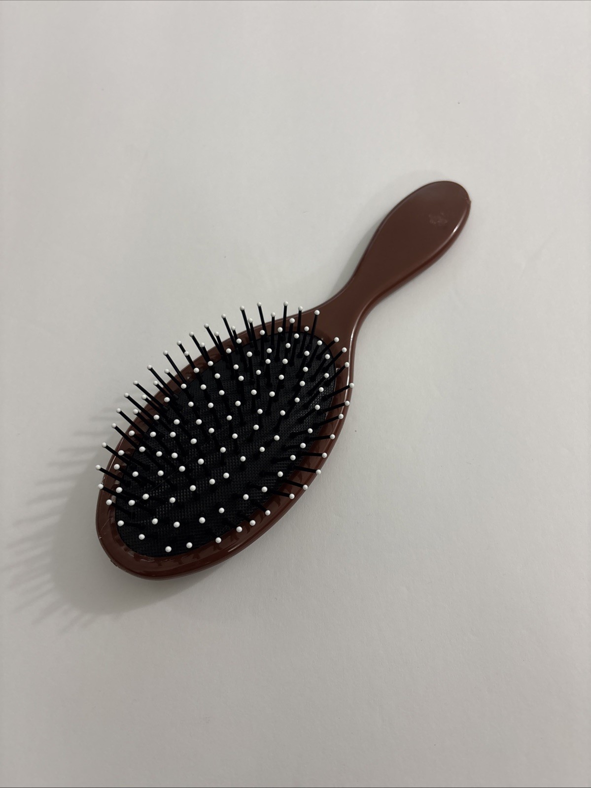 Detangling Brown /Wht Ball Tipped Handheld Plastic Hair Brush 8” New In Package