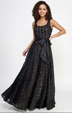 Violet Weekend Rosette-Soutache Tie-Waist Gown NWT Size 5/6 Black