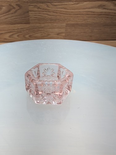 Pale Pink Hexagonal Glass Open Salt Dip, Cellar