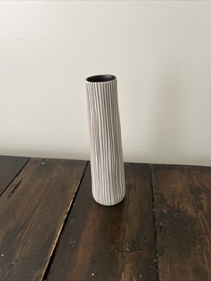 Koza White Cylinder M Vase w/ Brown Pointillism 8 