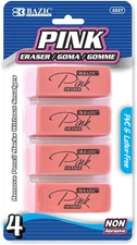 BAZIC Pink Eraser, Latex Free Bevel Erasers, Large Size Block Erasers for Art Dr