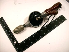 Stanley "100 PLUS" No.610 Wood Handle 12" Egg Beater Hand Crank Drill - U.S.A.