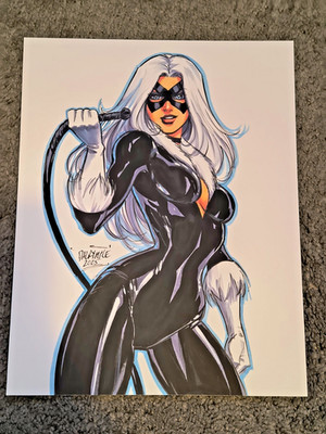 Marvel Black Cat with Whip Sexy 9X12 Original Comic Art by Scott Dalrymple