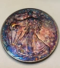2019 American Silver Eagle 1oz Silver Coin, Toning ,In Capsule. Read Des. Coin#2