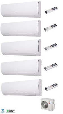 Sinclair Terrel Weiß Wifi 5 x 2,7 kW Klimaanlage Aussen 12,1kW Wärmepumpe R32