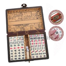 Vintage Chinese Mahjong Set Traditional 144 Tiles Mah-Jong Game Set w/ Case Box
