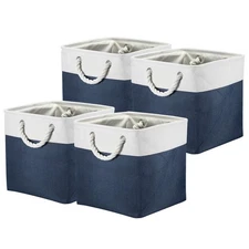 Storage Baskets Fabric Collapsible Cube Baskets, 4Pack, Black/Gray