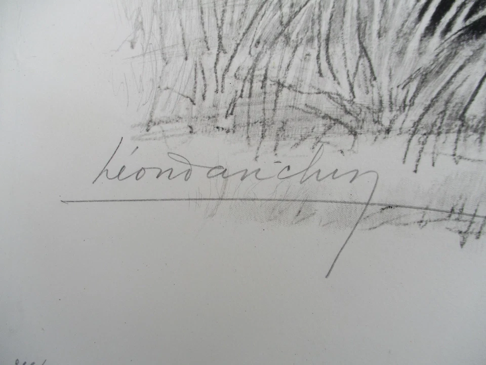 Grande Lithographie Cocker et Lièvre.Léon DANCHIN 1932. Signée n°266/500. Chasse - Photo 4/4