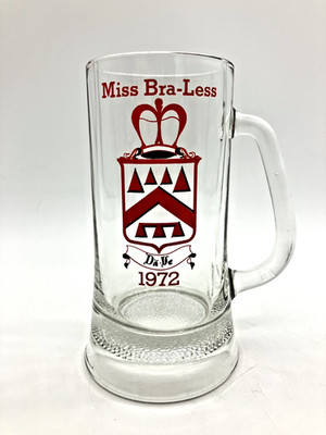 Extremely Rare Da-Ve Miss Bra-Less 1972 Glass Heavyweight Beer Stein 6 3/8''