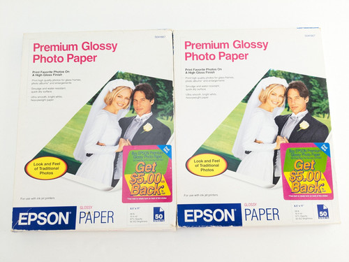 2x Epson Premium Photo High Gloss Paper 68 Lbs. 8-1/2x11 50 Sheets S041667