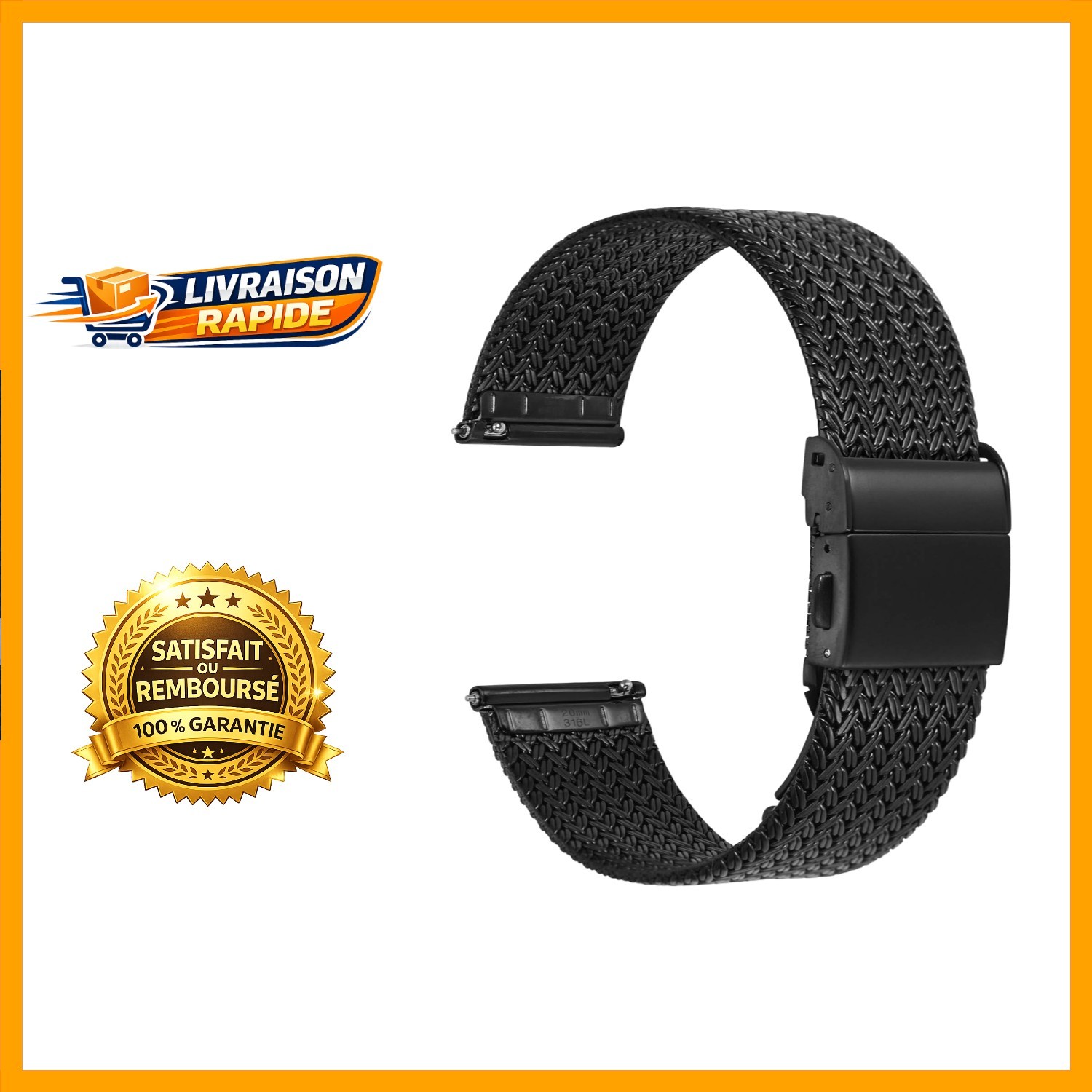 Bracelet métallique tissé en acier pour le bureau et les sorties