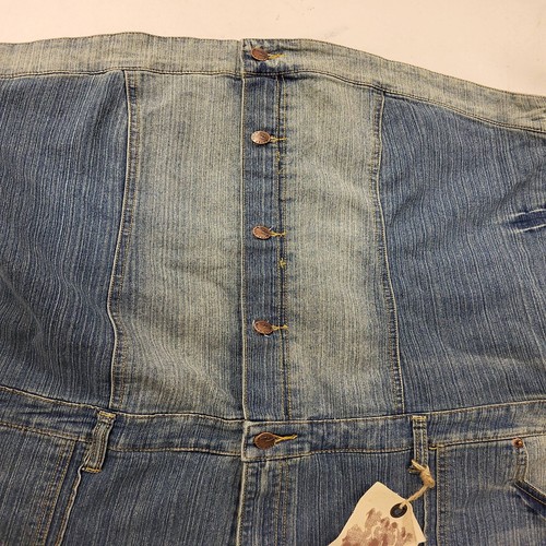 NEESO Jeans donna taglia 24 blu denim salopette tuta volante denim pagliaccetto - Foto 9 di 16