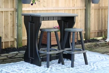 Leisure Accents Double Bar Set w/ 2 Barstools - Deep Grey/Black - Durable