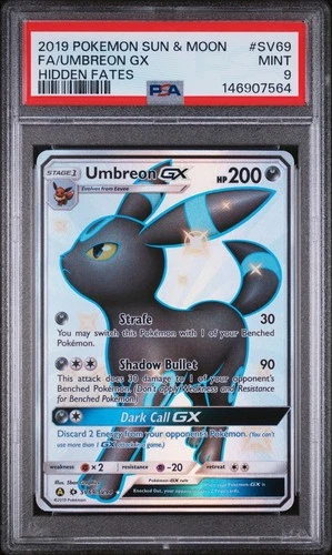 2019 Pokemon Sun & Moon Full Art Umbreon Gx Hidden Fates #SV69 PSA 9 Mint