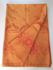 French Autumn Orange Sunflower Tablecloth Made in France 62" x 85"