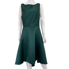 NEW ALFRED SUNG Emerald Green Sleeveless Back Zip Fit & Flare Dress Size 20
